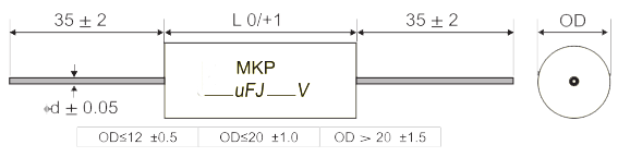 Draw of CBB19 Metalized Polypropylene Film Audio Capacitor